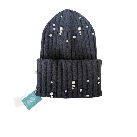 NWT Anthropologie Ribbed Embellished Beanie One Size